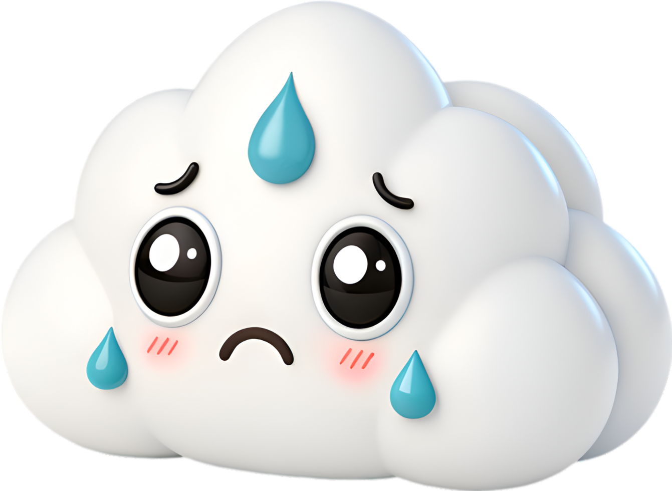 Exaggerated Cloud Character with Whimsical Expressions and Emotional Reactions. . png
