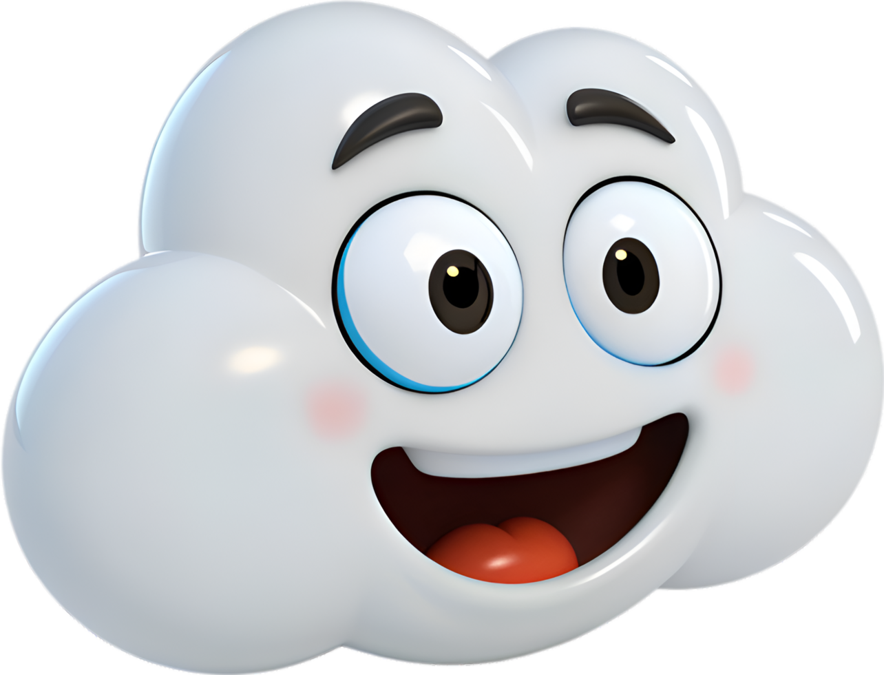 Expressive Cartoon Cloud with Overreacting Emotions and Funny Faces. . png
