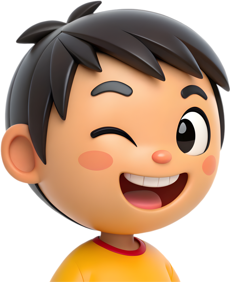 Fun and Cute Boy Emoji Clipart with Exaggerated Facial Expressions. . png