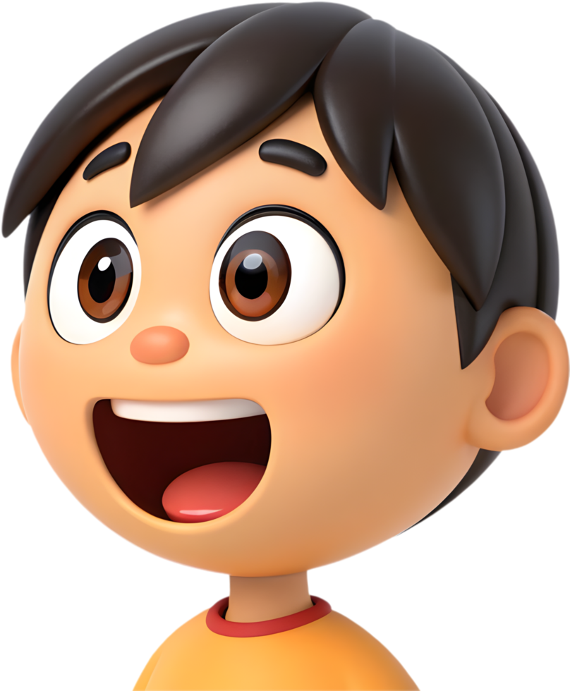 Cute Boy Emoji with Exaggerated Facial Expressions for Creative Clipart. . png