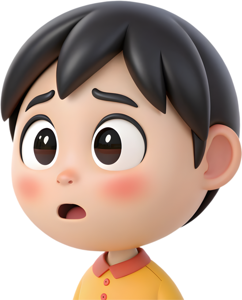 Cheerful Boy Icon with Exaggerated Emotional Expressions for Fun Clipart. . png