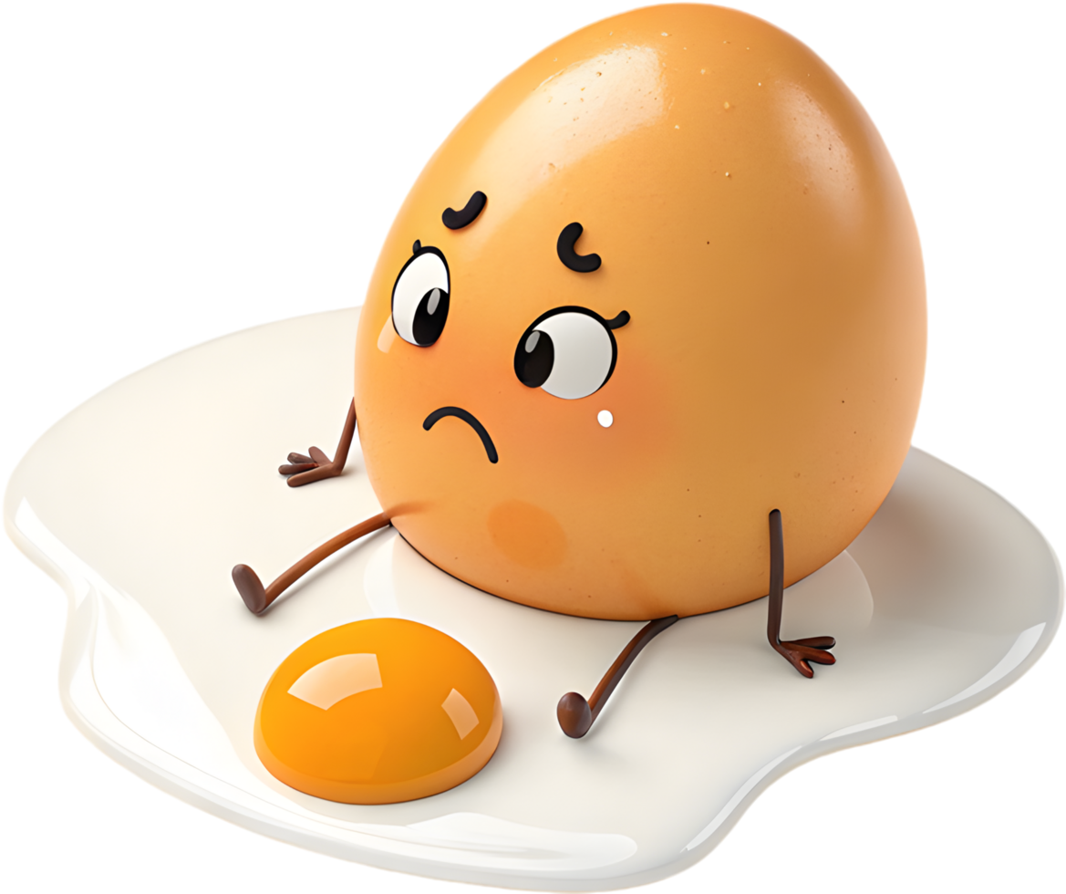 Fun Egg Character Design with Playful Expression for Creative Clipart. . png