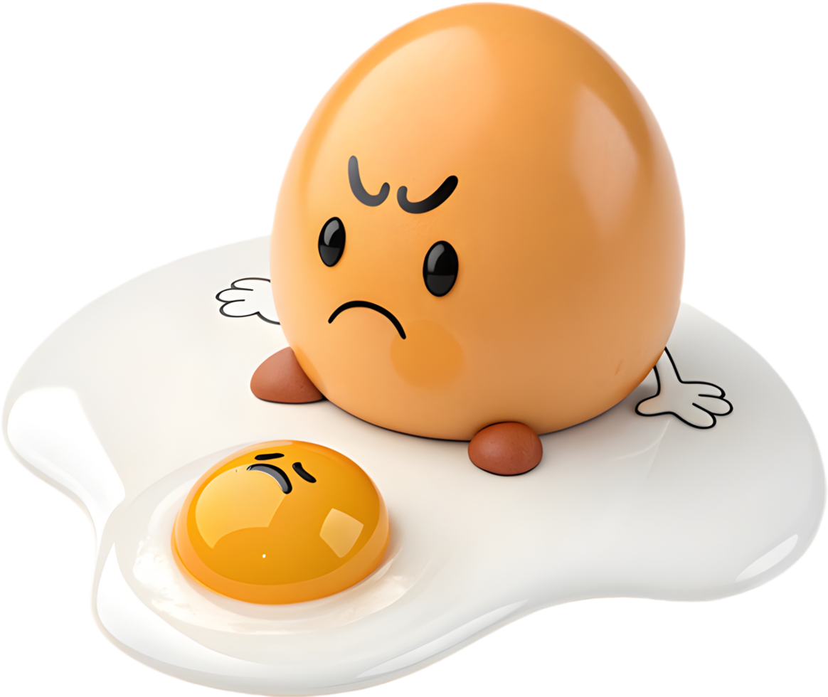 Fun Egg Emoji Character with Playful Expression for Clipart. . png