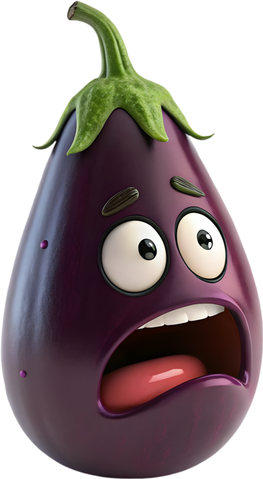 Fun-filled eggplant clipart with playful facial expressions. . png