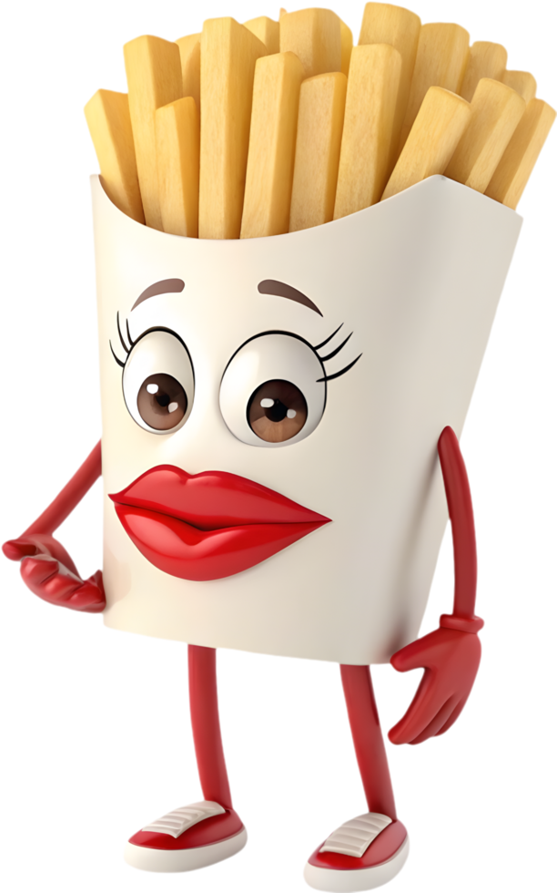 Fun-filled animated French fries with exaggerated emotions design. . png