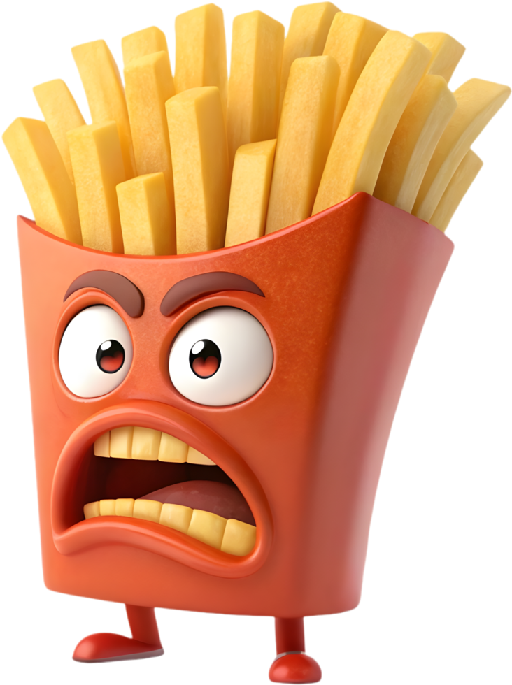 Expressive French fries with playful design and emotions. . png