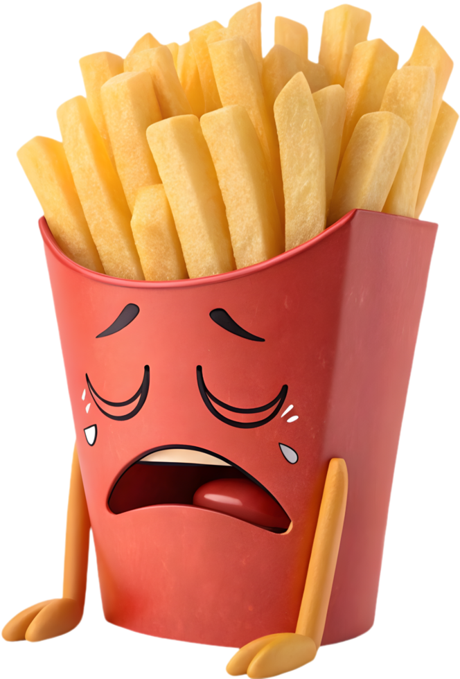 Fun-loving animated French fries character with playful expression. . png