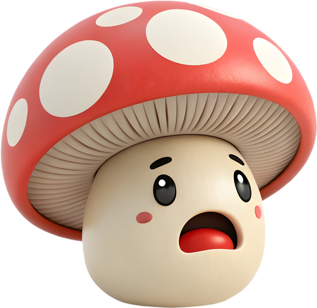 Playful mushroom with expressive happy emotion and design. . png