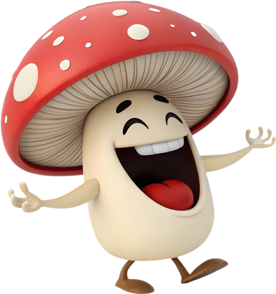 Fun and playful mushroom character with expressive emotions. . png