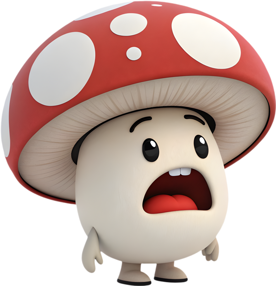 Whimsical mushroom with expressive emotions for fun clipart. . png