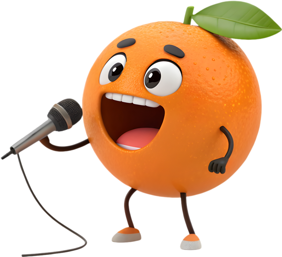 Lively cartoon orange with exaggerated smile, perfect for clipart designs. . png
