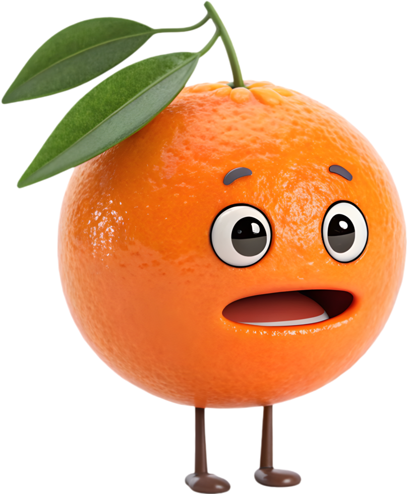 Happy orange cartoon with playful emotion, perfect for fun clipart designs. . png