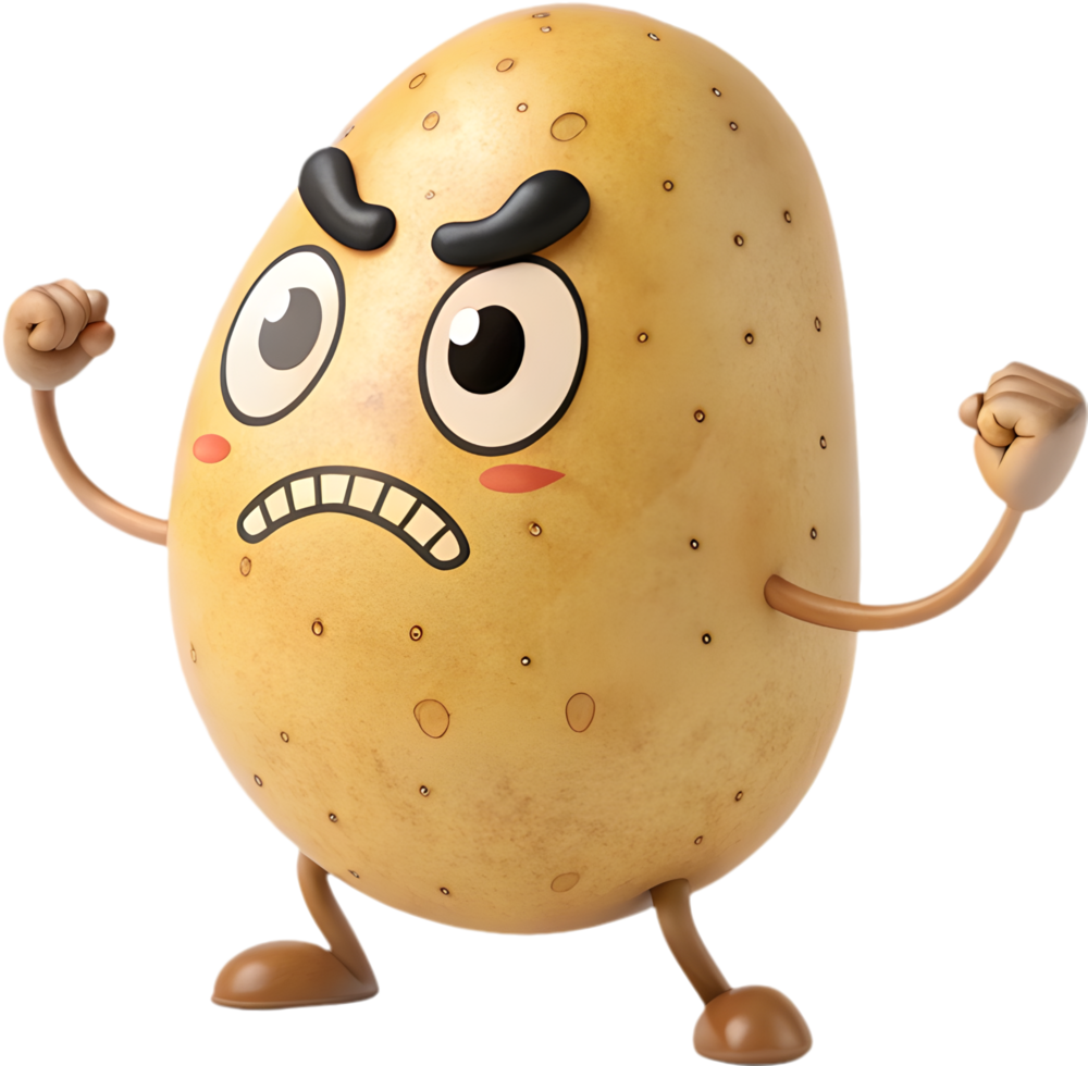 Animated Potato with Expressive Faces Perfect for Playful Designs. . png