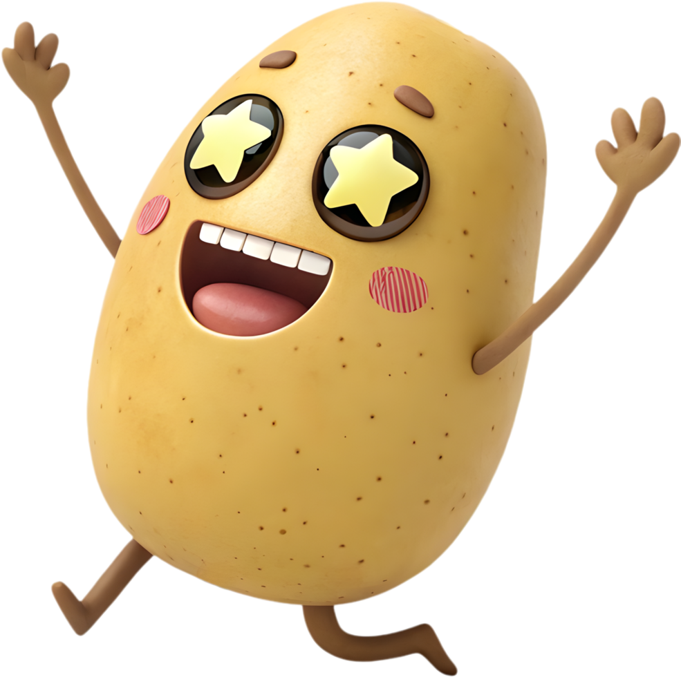 Cute Animated Potato Design with Silly and Fun Expressions. . png