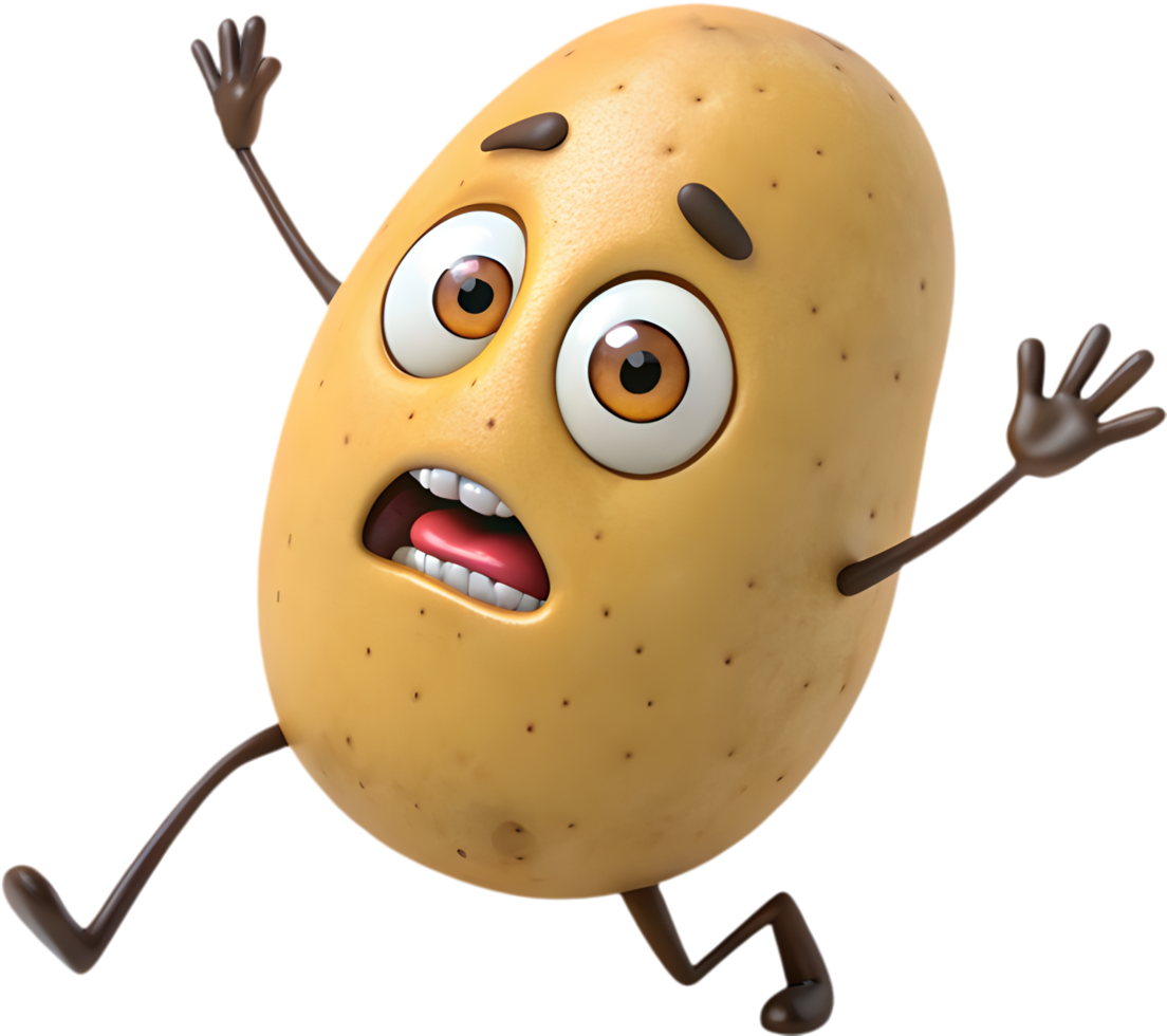 Cartoon Potato with Bright, Playful Expressions for Clipart Design. . png