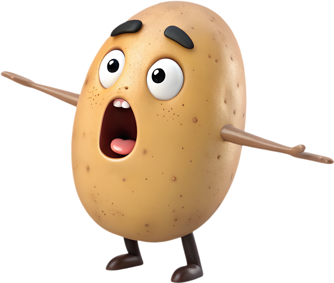 Cute Potato Character with Playful Expressions and Silly Design. . png