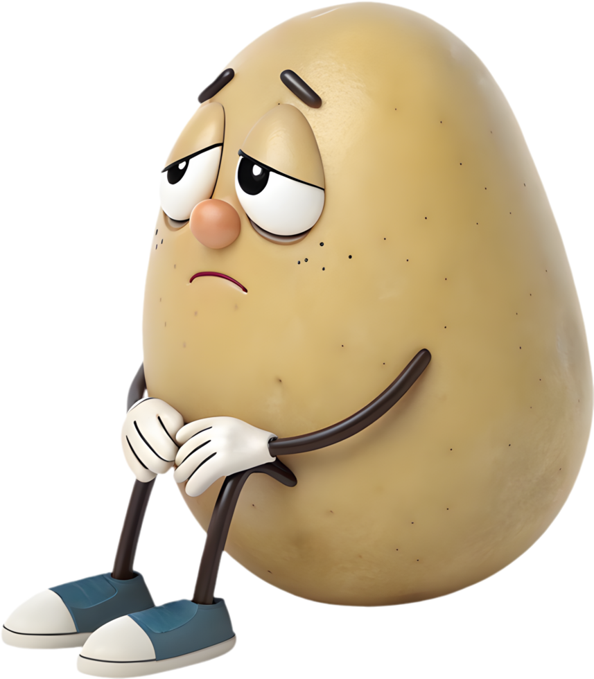 Cartoon Potato Character with Fun and Playful Emotions for Clipart. . png