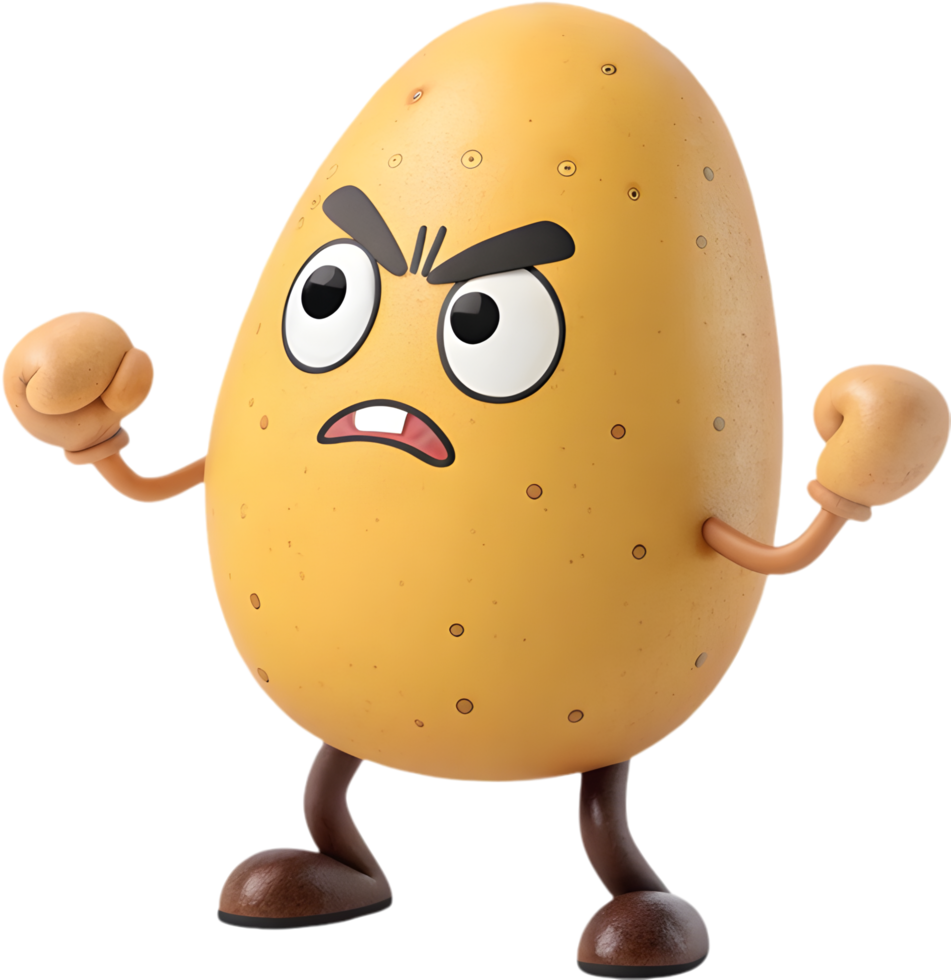 Playful Potato Clipart with Bright Emotions and Exaggerated Features. . png