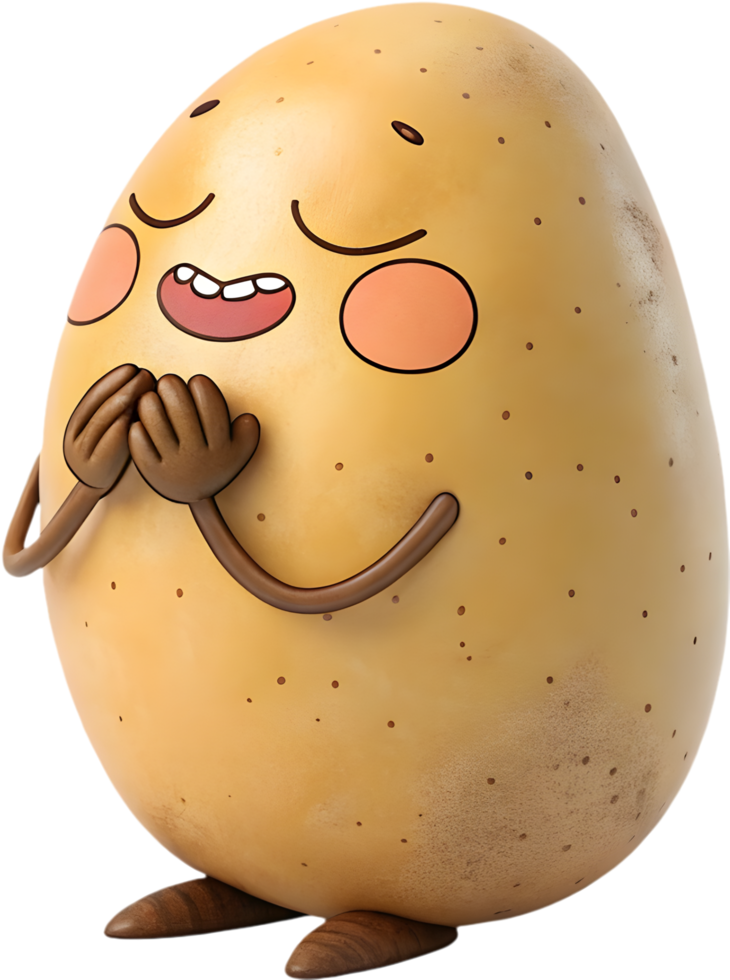 Quirky and Playful Potato Clipart Featuring Joyful Expressions. . png