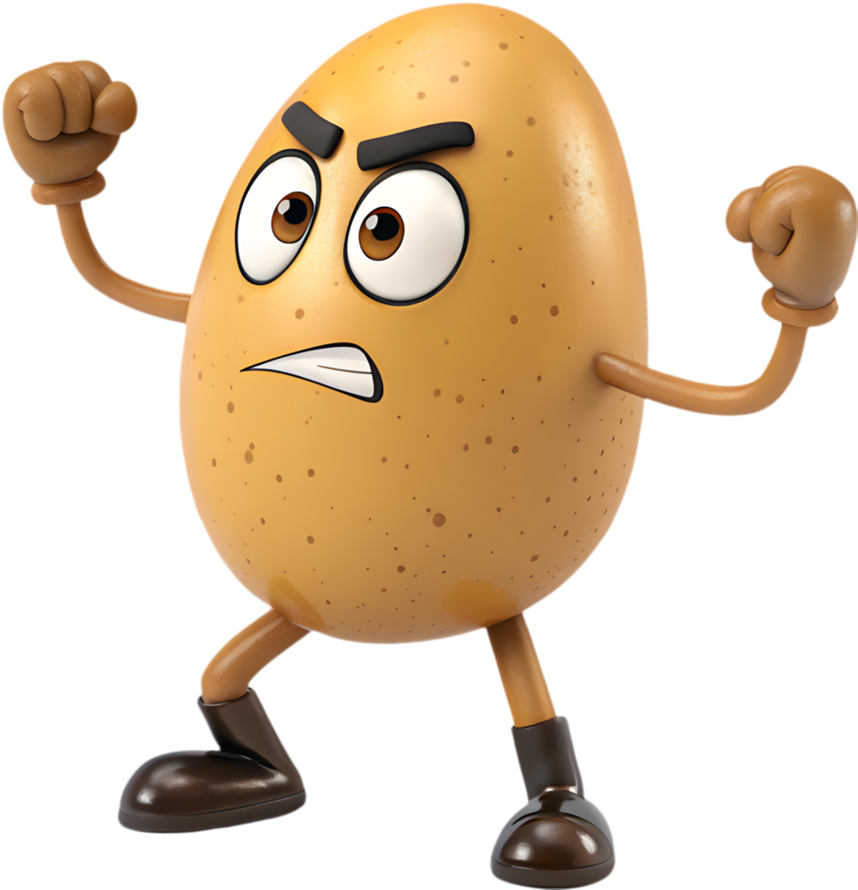 Bright and Funny Potato Character with Exaggerated Expressions. . png