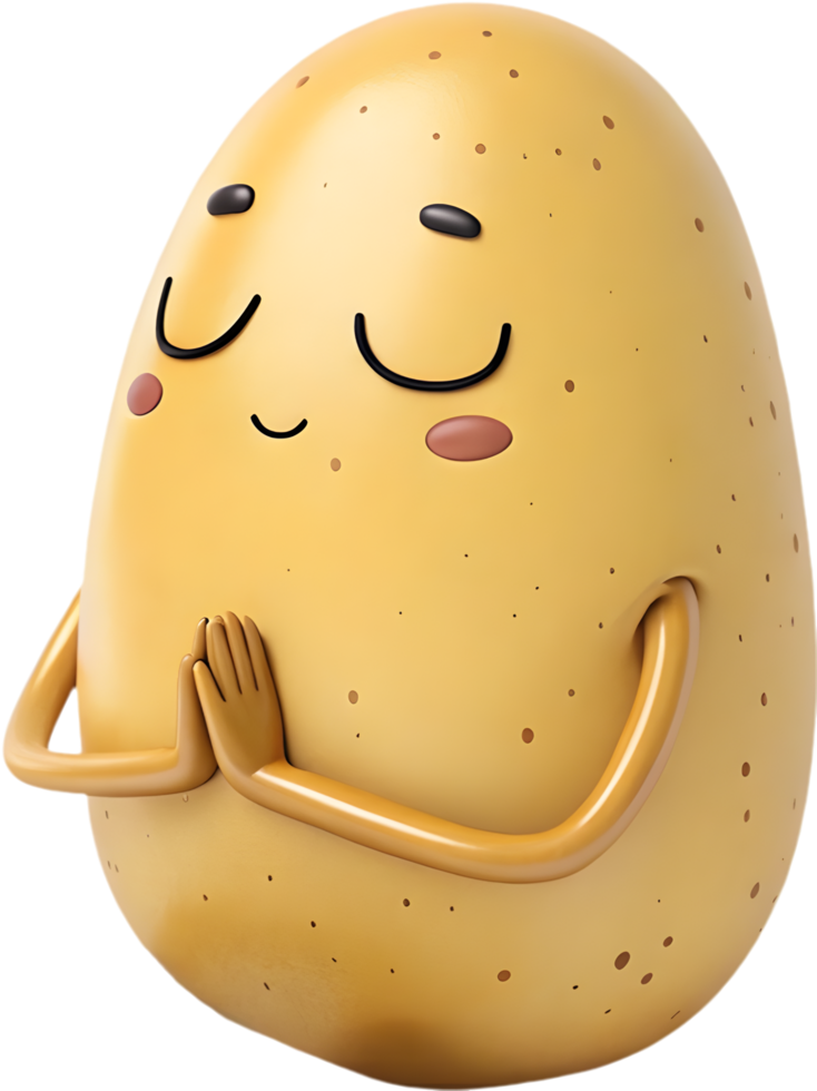 Expressive and Cute Potato Clipart with Playful Character Design. . png