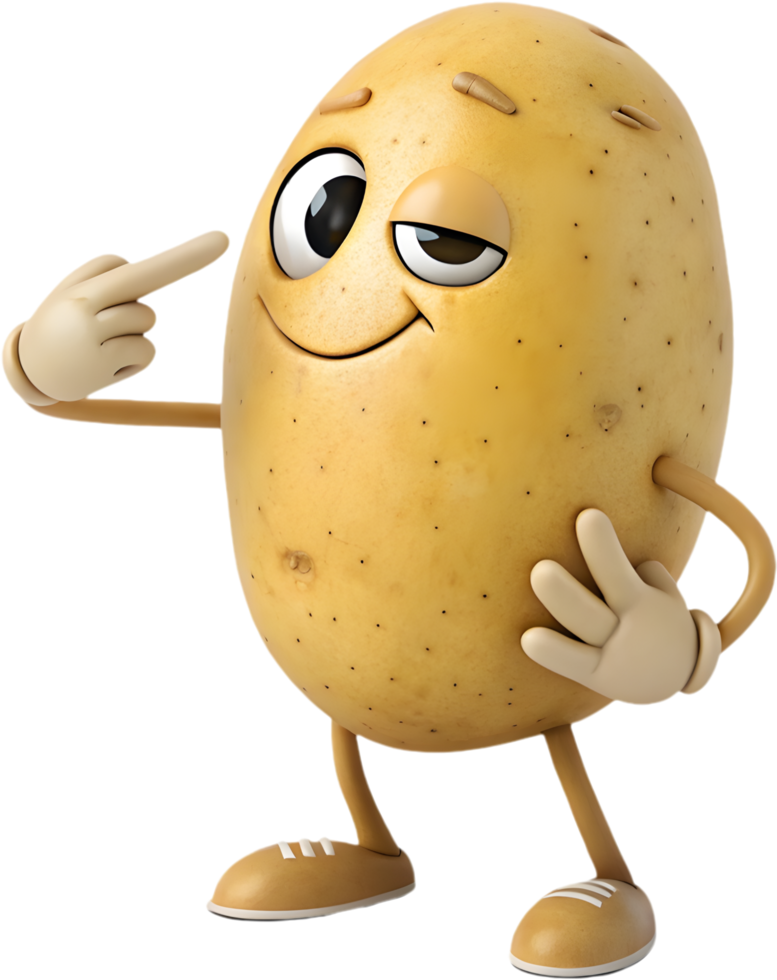 Expressive Cartoon Potato with Fun and Joyful Designs. . png