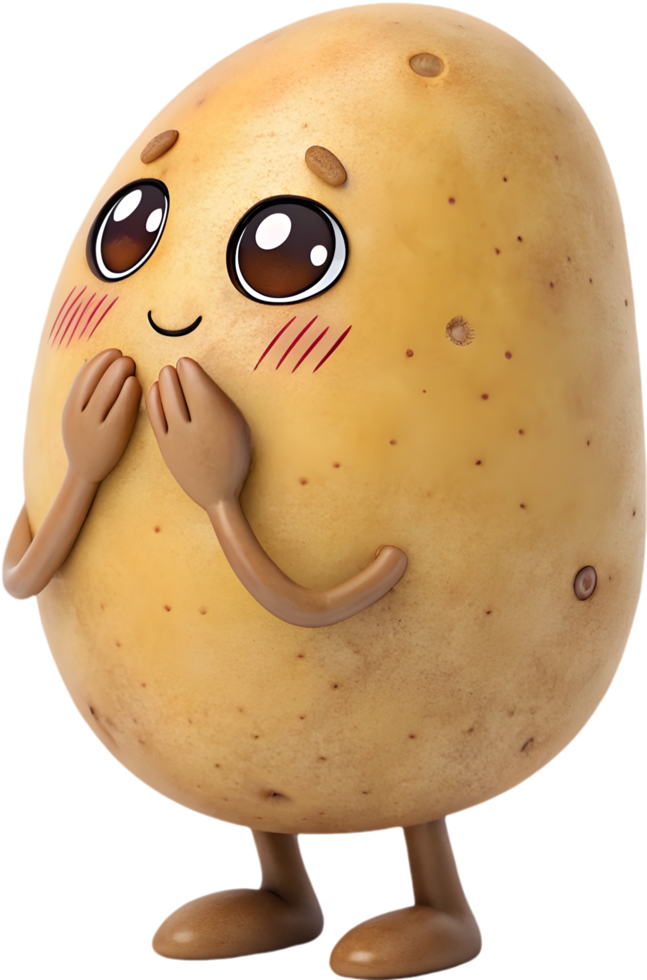 Cute Animated Potato Clipart with Silly Faces and Expressions. . png
