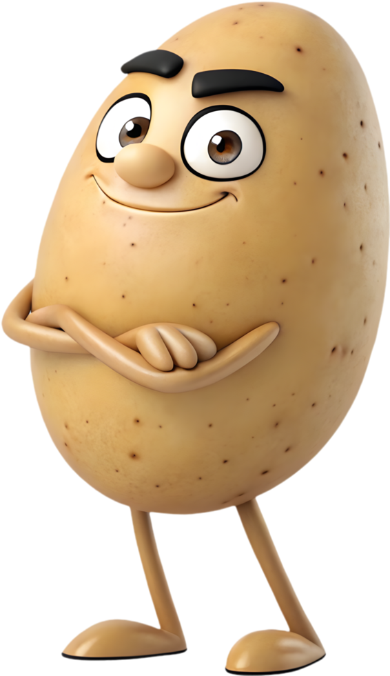Vibrant Cartoon Potato Character with Playful Emotions for Clipart. . png