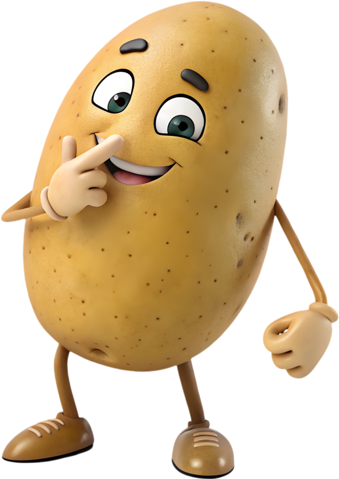 Happy Potato Character Featuring Silly Emotions for Clipart. . png