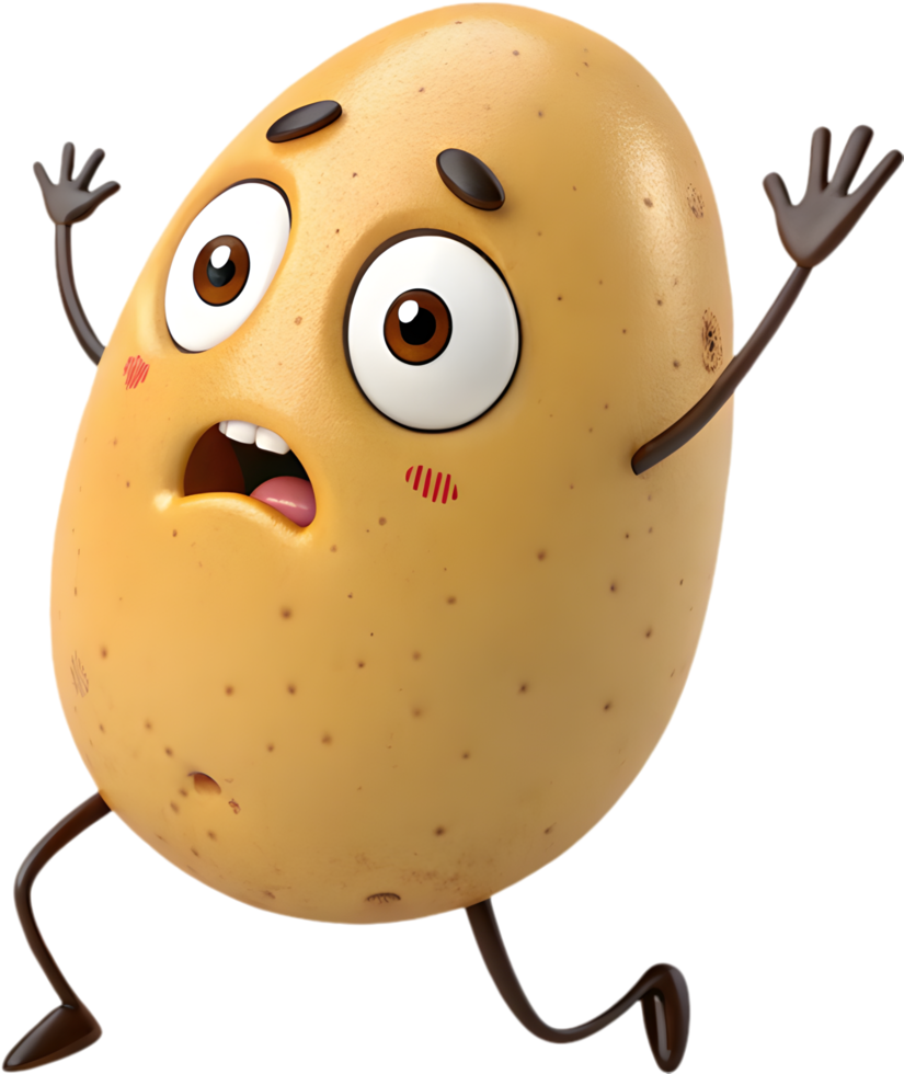 Adorable Potato Clipart with Exaggerated Emotions for Playful Designs. . png