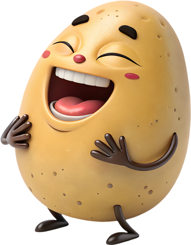Creative Potato Character with Over-the-Top Happy Expressions. . png