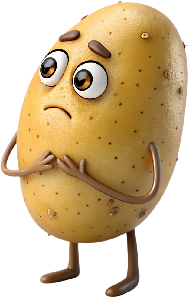 Silly Potato Clipart with Playful and Exaggerated Facial Features. . png
