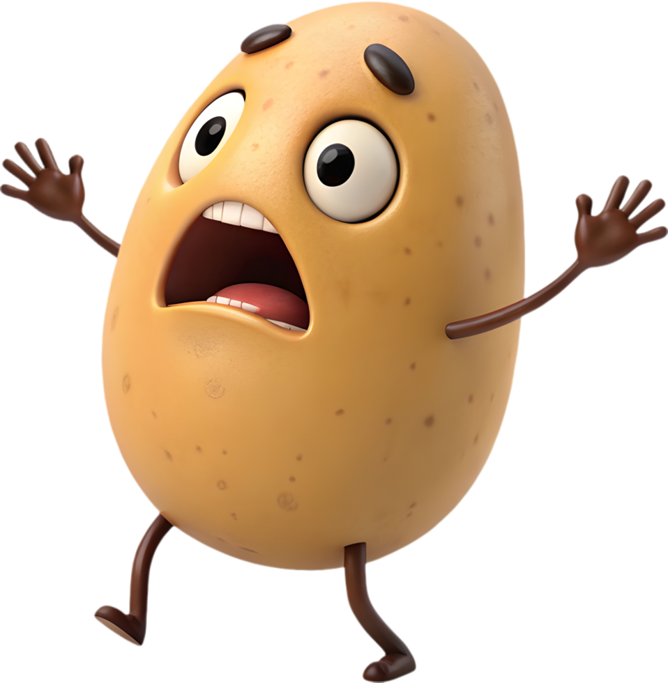 Funny and Cute Potato Clipart with Over-the-Top Expressions. . png