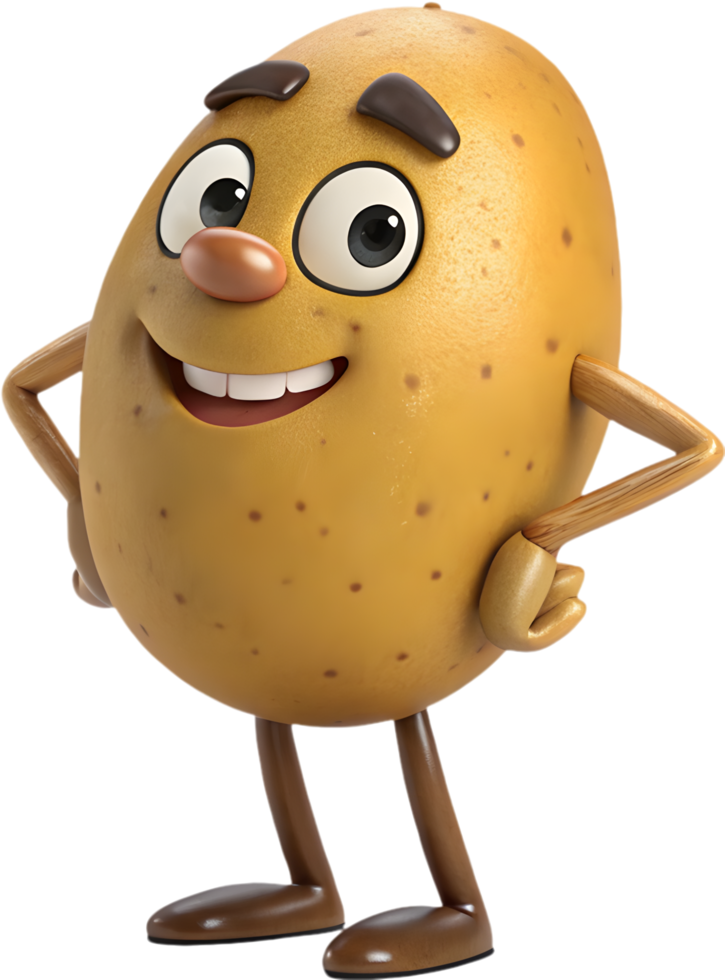Vibrant and Quirky Potato Character for Playful Clipart Designs. . png