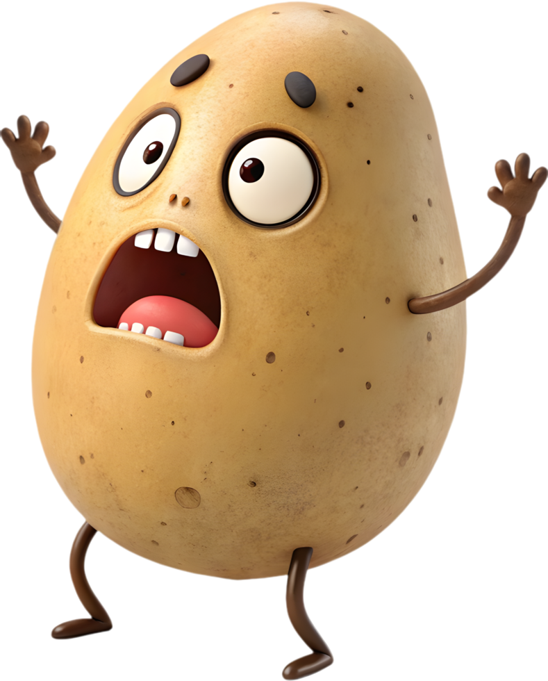 Joyful Cartoon Potato Clipart with Over-the-Top Happy Expressions. . png