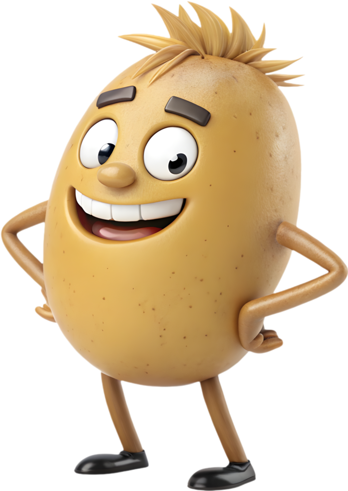 Playful and Fun Potato Clipart with Bright, Expressive Faces. . png