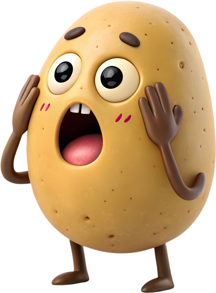 Bright and Expressive Cartoon Potato Clipart for Creative Designs. . png