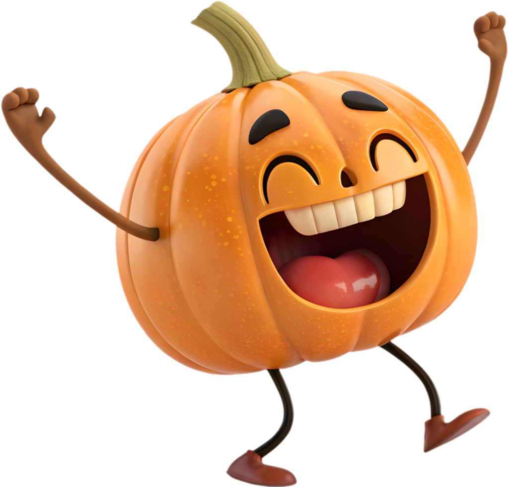 Exaggerated expressions of a fun pumpkin character for Halloween. . png