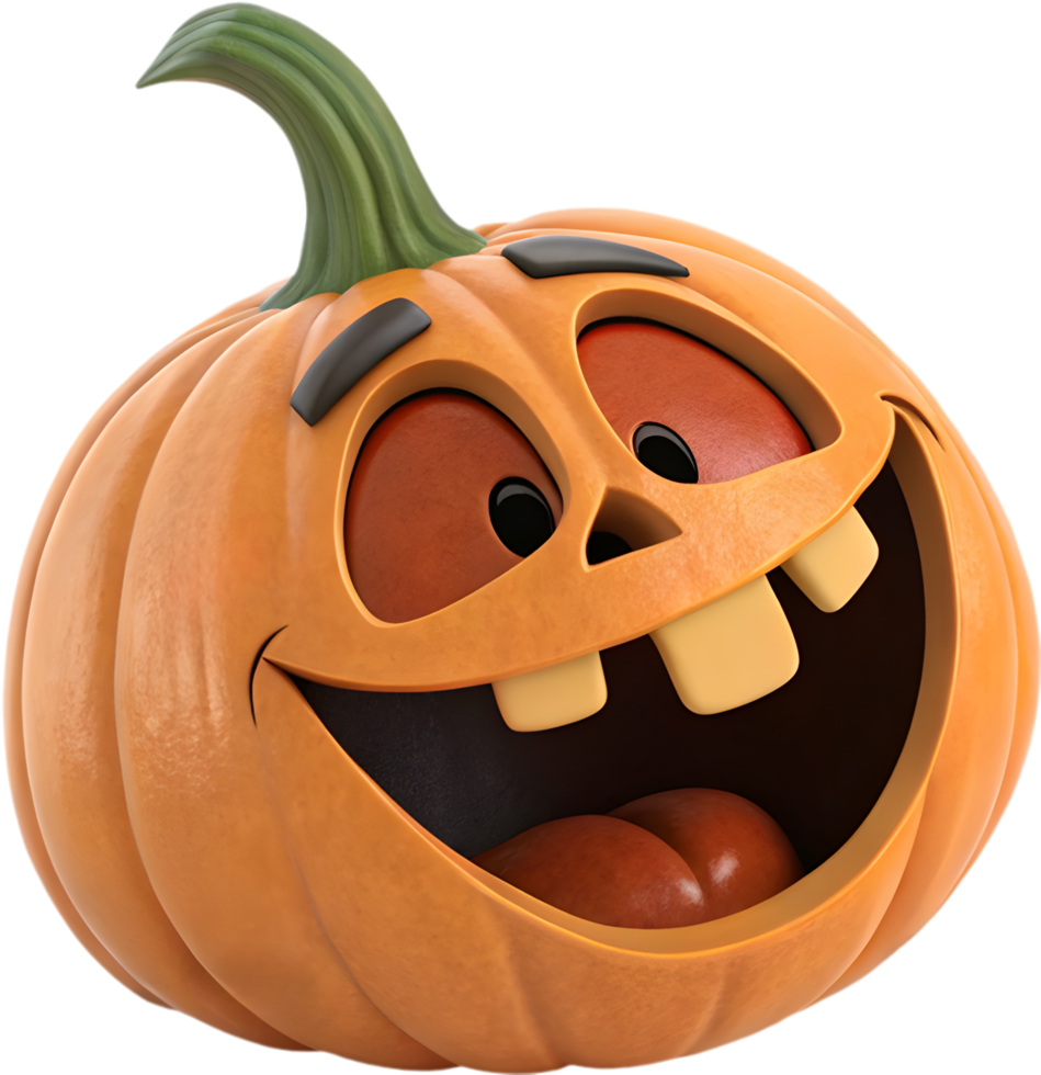 Adorable pumpkin character with exaggerated facial expressions for Halloween. . png