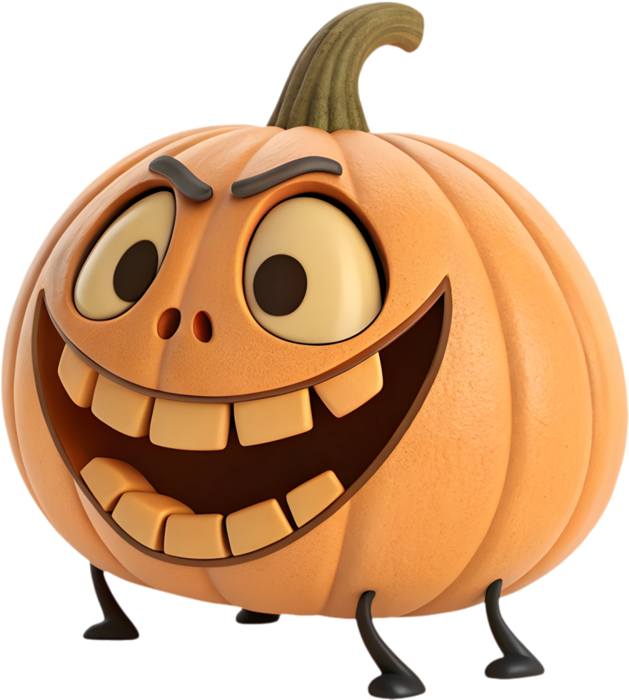 Funny pumpkin character with playful expressions, perfect for Halloween. . png