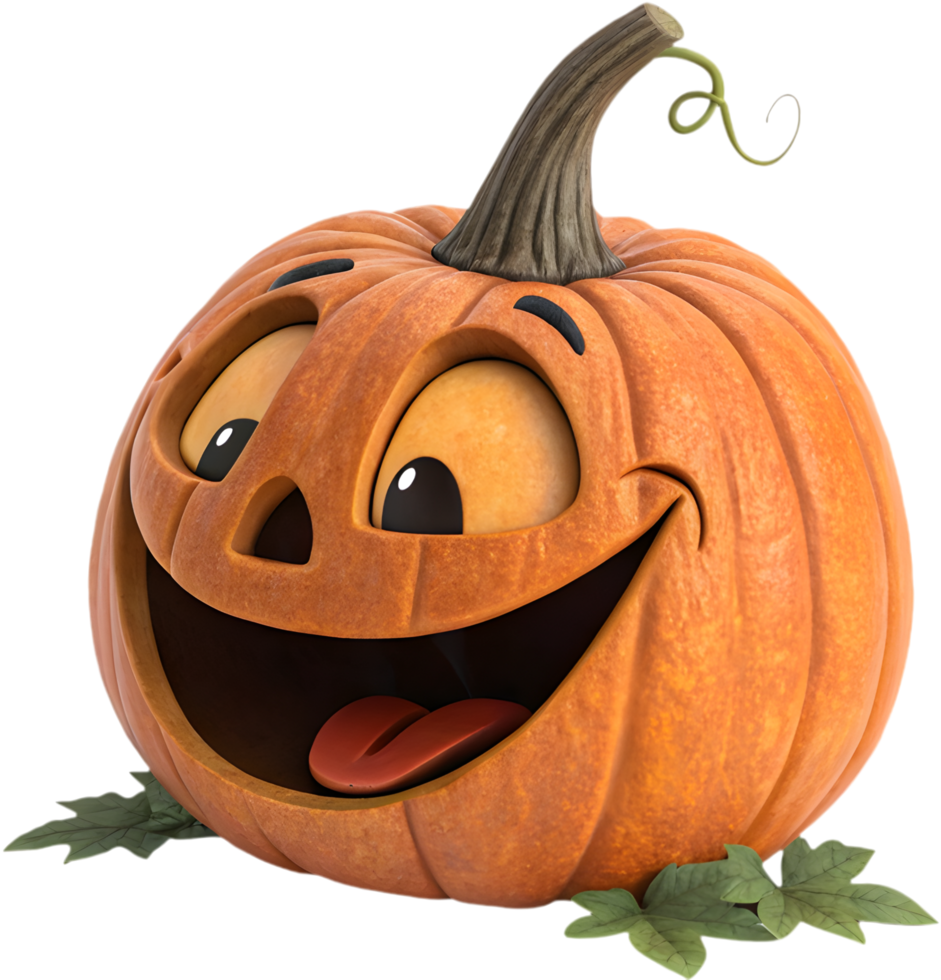 Fun animated pumpkin with funny expressions, perfect for Halloween clipart. . png