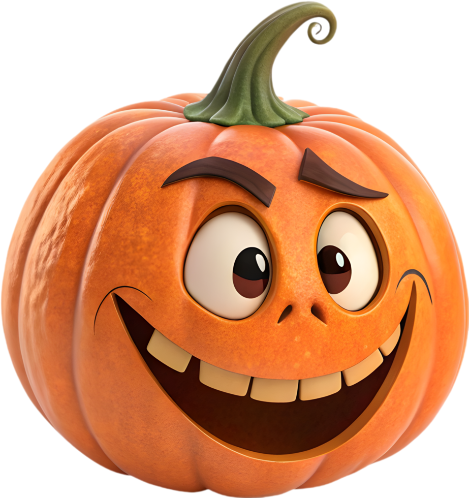 Animated pumpkin with over-the-top expressions, funny Halloween art clipart. . png