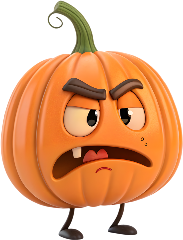 Fun and playful pumpkin with exaggerated expressions, perfect for Halloween. . png