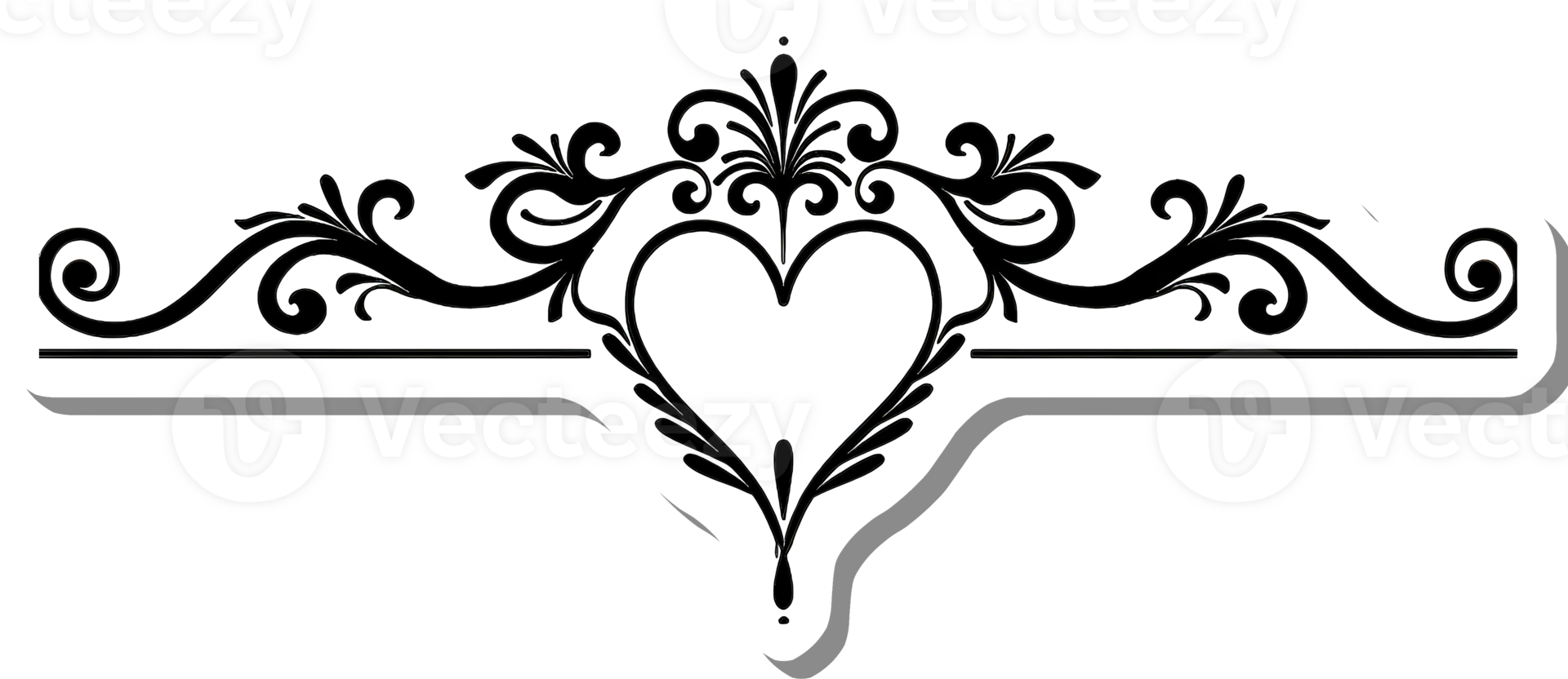 Ornate Heart Shaped Decorative Design Element png