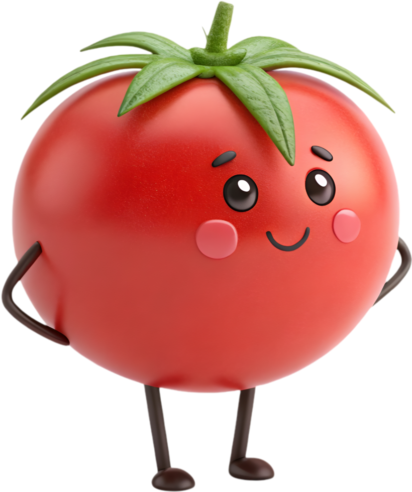 Fun animated tomato with exaggerated expressions, perfect for designs. . png