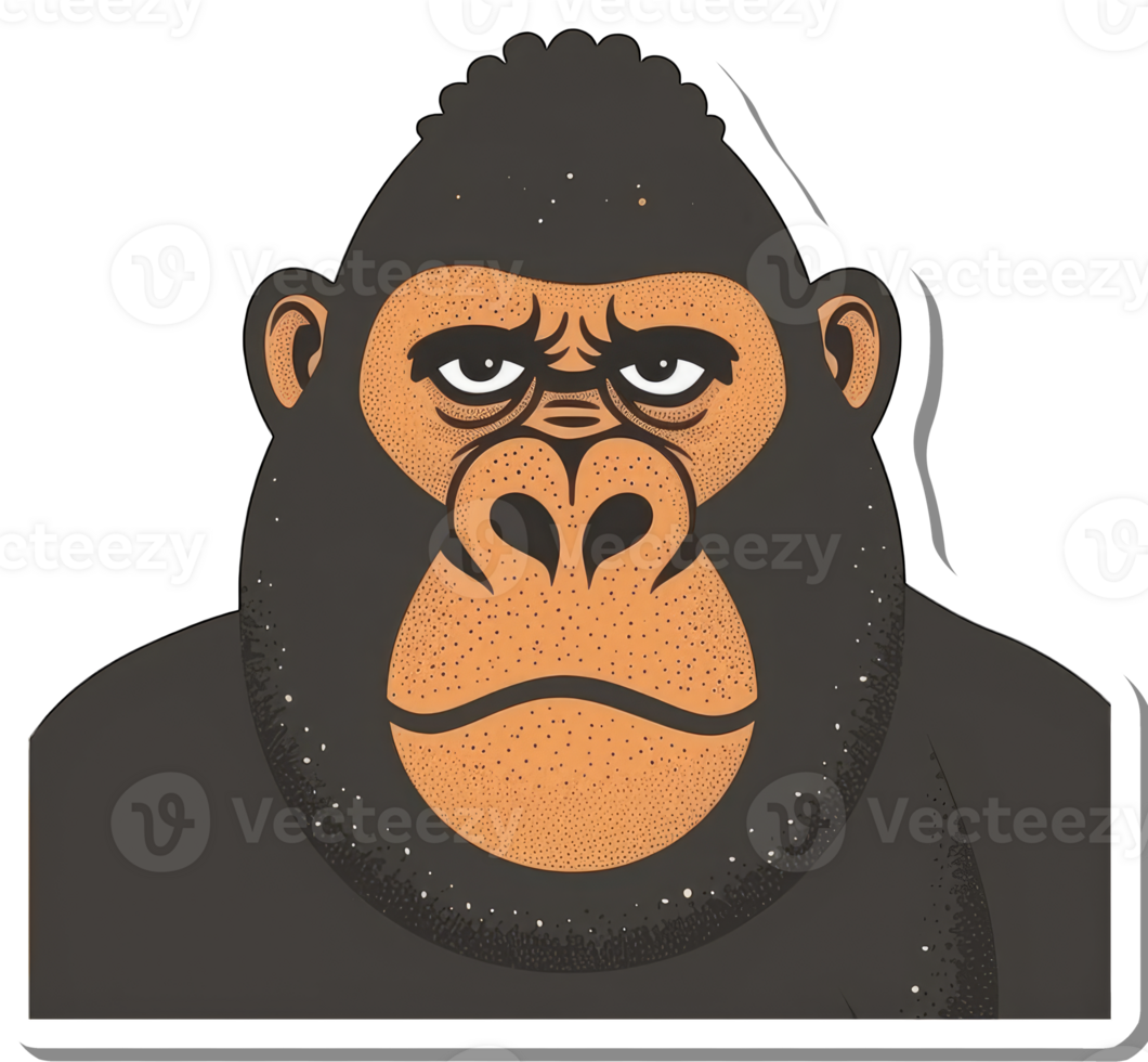 A serious expression gorilla face graphic design png