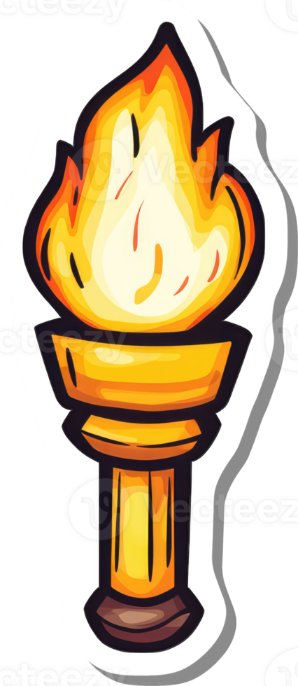 A Flaming Torch Stands Tall On A Column Base png