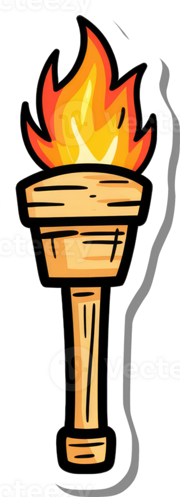 A Cartoon Wooden Torch With A Flaming Top png