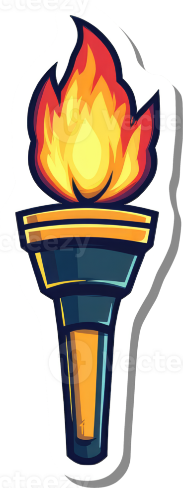 Flaming Torch Illustration Bright Vivid Colors png