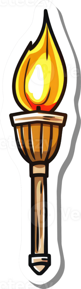 A Flaming Torch Illustration with Gold Accents png